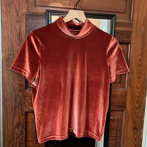 Madewell velvet mockneck tee size Small